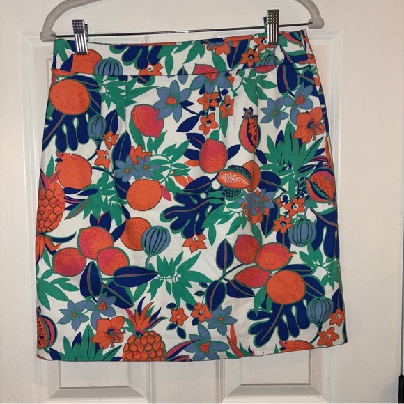 Talbots Canvas Cotton A-Line Skirt Fruits & Flowers - Size 4 - Picture 4 of 6